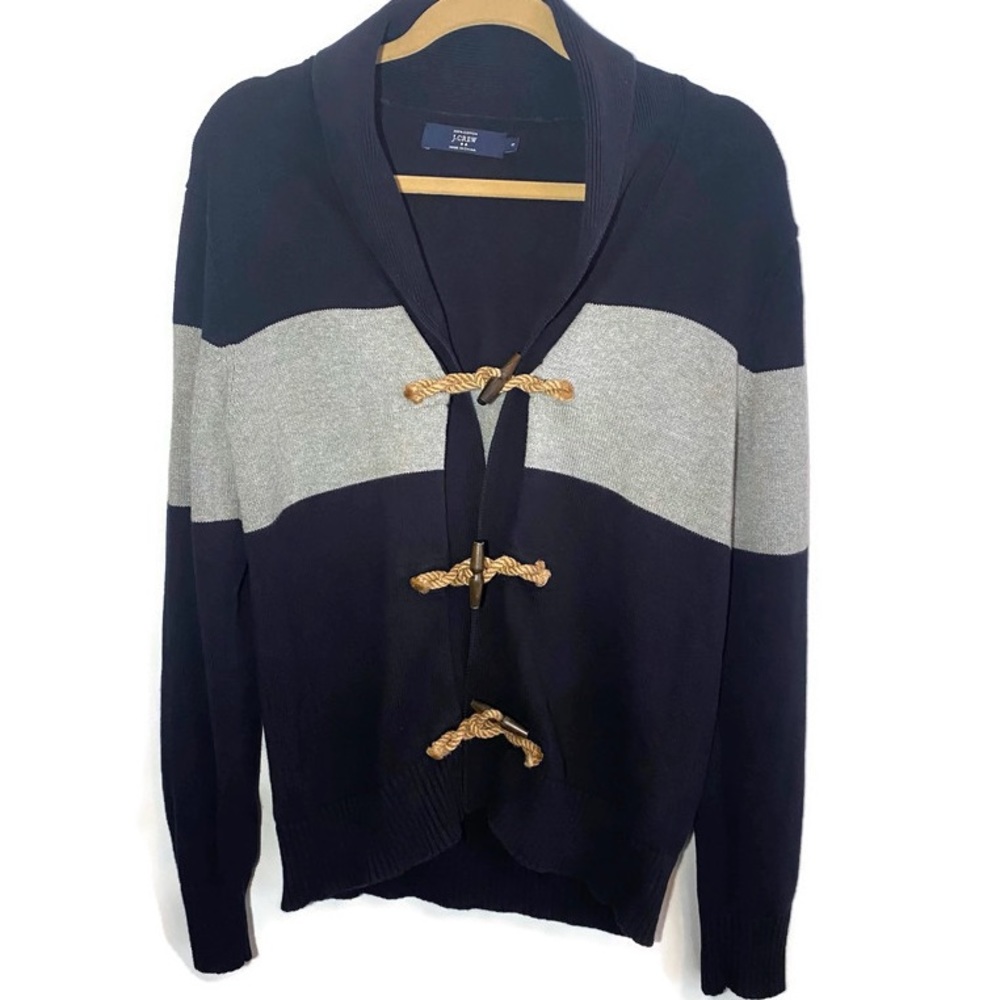 J Crew Men's Nautical Toggle & Rope Button- Closure Blue Sweater, Size Small
